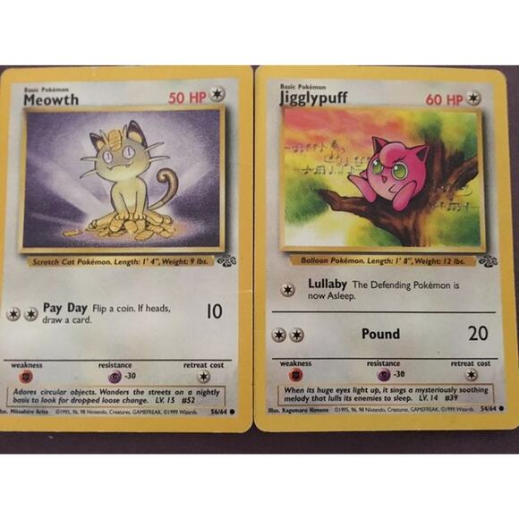 Meowth And Jigglypuff Pokemon Cards - Picture 1 of 1